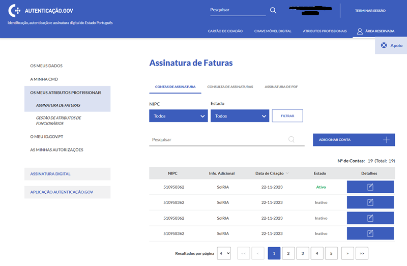 pagina inicial autenticação.GOV